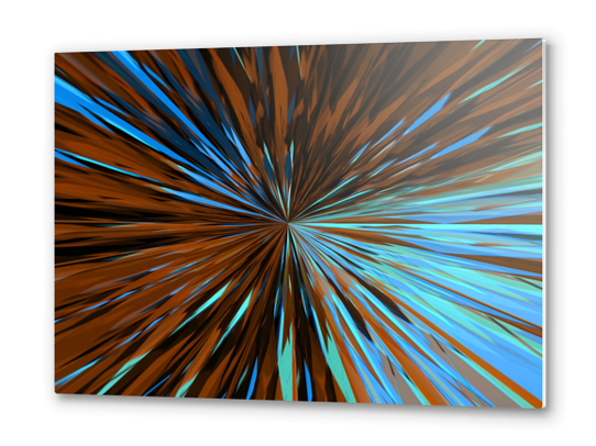 psychedelic splash painting abstract pattern in brown and blue Metal prints by Timmy333