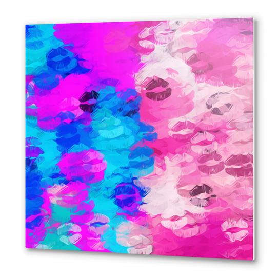 pink and blue kisses lipstick abstract background Metal prints by Timmy333