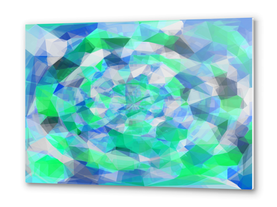 geometric polygon abstract pattern in blue and green Metal prints by Timmy333