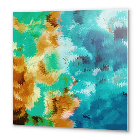 green blue and brown painting abstract background Metal prints by Timmy333