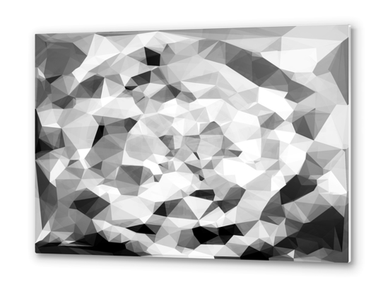 geometric polygon abstract pattern in black and white Metal prints by Timmy333