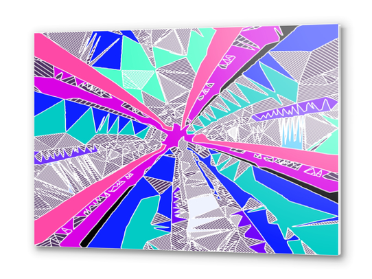 psychedelic geometric pattern drawing abstract background in blue pink purple Metal prints by Timmy333