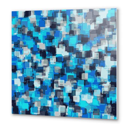 blue and black square pattern abstract background Metal prints by Timmy333