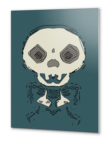 skull and bone graffiti drawing with green background Metal prints by Timmy333