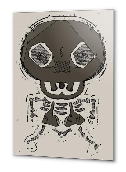 skull head and bone graffiti drawing with brown background Metal prints by Timmy333