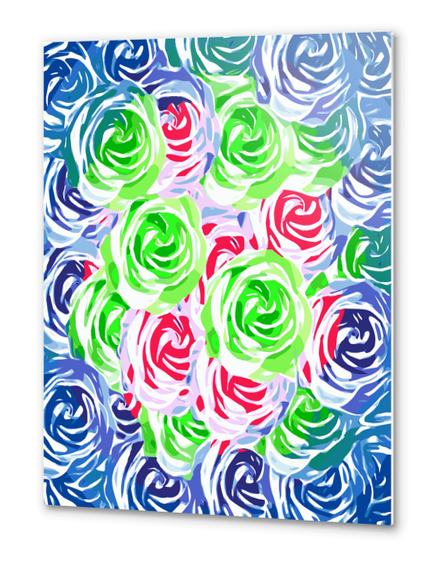 colorful rose pattern abstract in pink green blue Metal prints by Timmy333