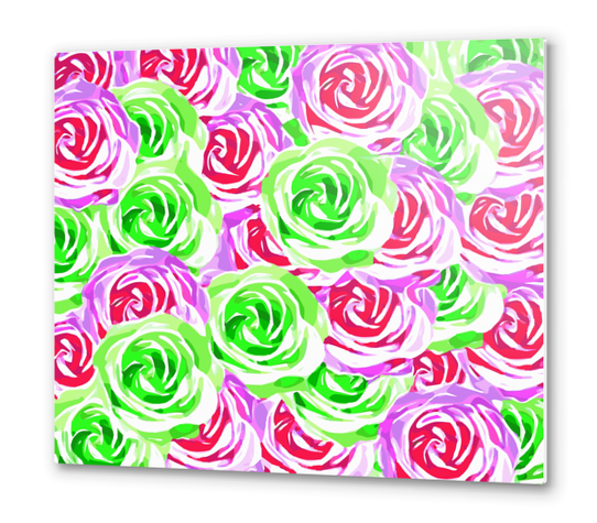 closeup rose pattern texture abstract background in pink red green Metal prints by Timmy333