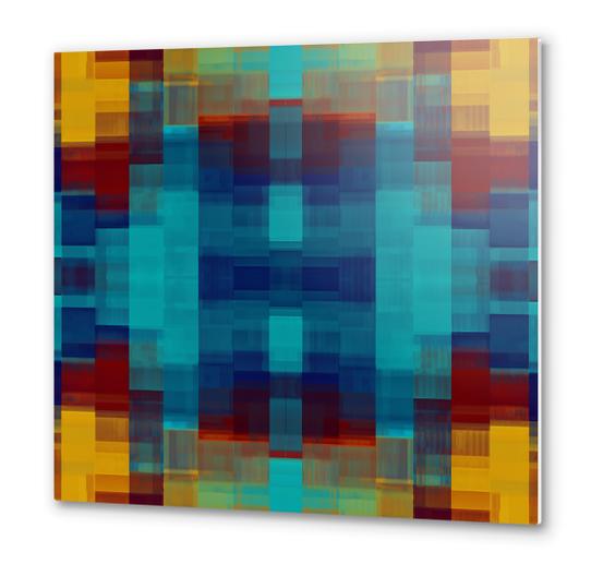 blue yellow and red plaid pattern abstract background Metal prints by Timmy333