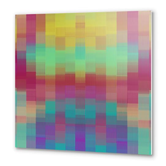 yellow pink blue and purple plaid pattern abstract background Metal prints by Timmy333