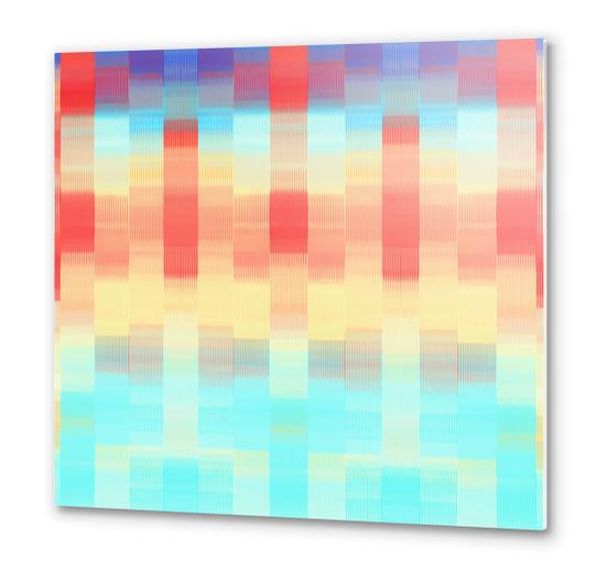 red blue and orange plaid pattern abstract background Metal prints by Timmy333