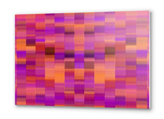 orange pink and purple plaid pattern abstract background Metal prints by Timmy333