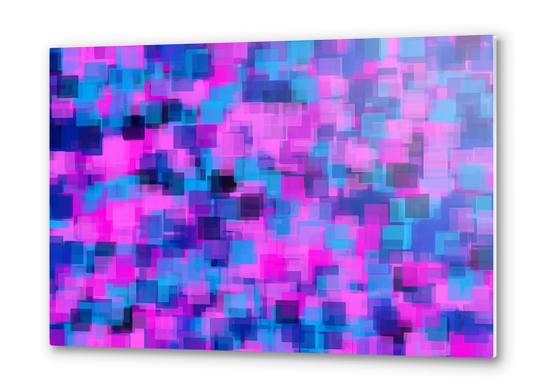 pink purple and blue square pattern abstract background Metal prints by Timmy333