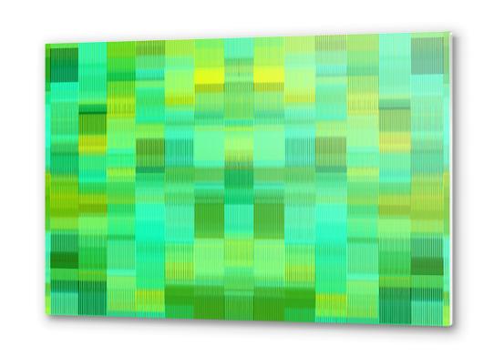 green and yellow plaid pattern abstract background Metal prints by Timmy333