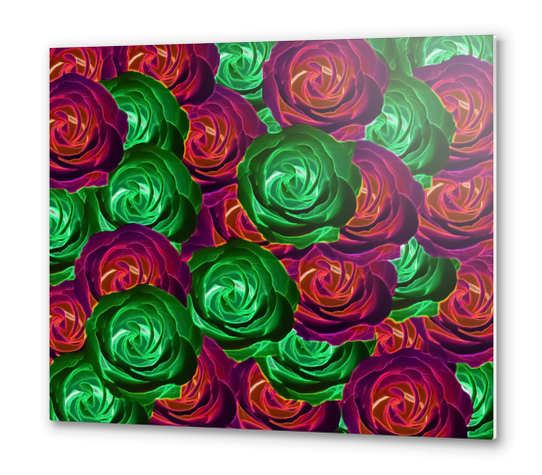 closeup rose pattern texture abstract background in red and green Metal prints by Timmy333