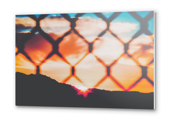 summer sunset with mountain view and cloudy sky Metal prints by Timmy333