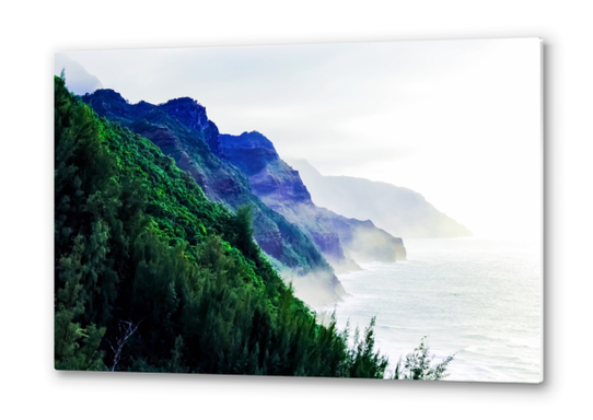 green mountain with ocean view at Kauai, Hawaii, USA Metal prints by Timmy333