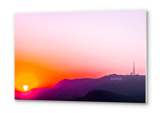 Hollywood sign in California, USA with summer sunset sky Metal prints by Timmy333