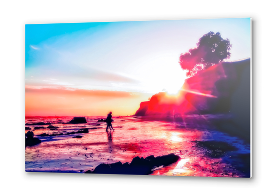 California summer sunset at the beach with blue sky Metal prints by Timmy333