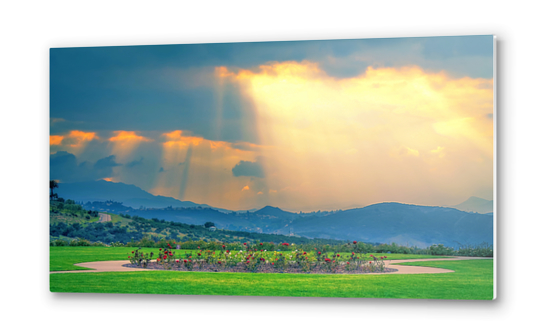 ray of light from the sky with mountain view, Simi Valley, USA Metal prints by Timmy333