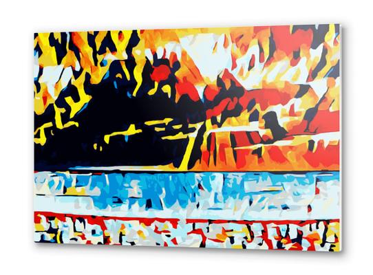 orange blue red yellow and black abstract background Metal prints by Timmy333