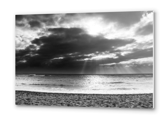 sandy beach with cloudy sky in black and white Metal prints by Timmy333