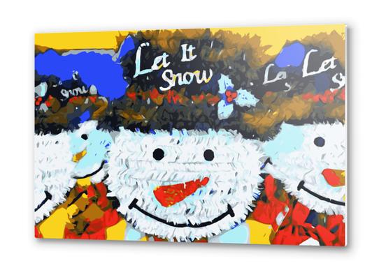 drawing and painting snowman dolls with hat background Metal prints by Timmy333