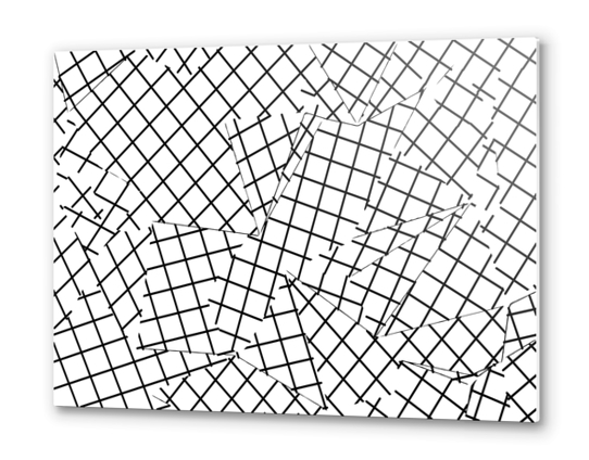 geometric square shape line pattern abstract background in black and white Metal prints by Timmy333