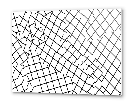 geometric square shape pattern abstract background in black and white Metal prints by Timmy333