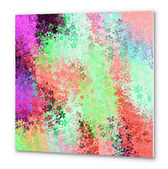 flower pattern abstract background in green pink purple blue Metal prints by Timmy333