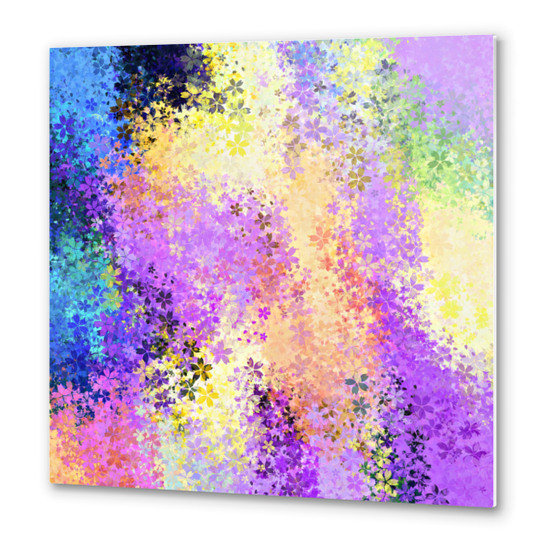 flower pattern abstract background in purple yellow blue green Metal prints by Timmy333