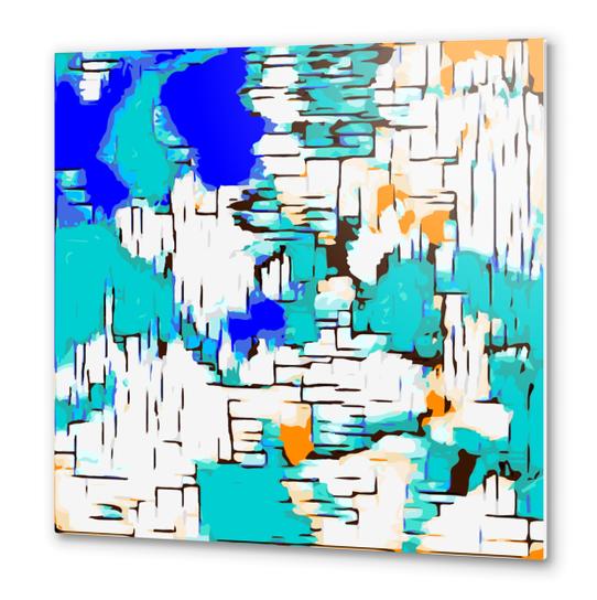 blue green and orange drawing abstract background Metal prints by Timmy333