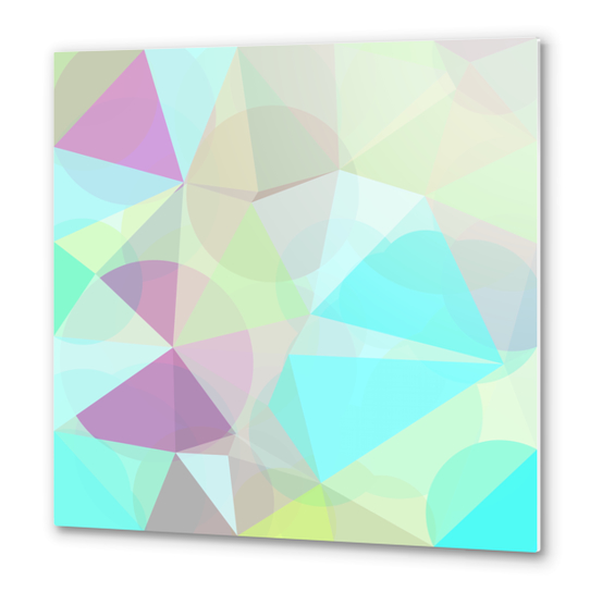 geometric triangle and circle pattern abstract in blue green pink Metal prints by Timmy333