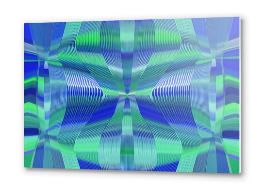 blue and green lines drawing texture abstract background Metal prints by Timmy333