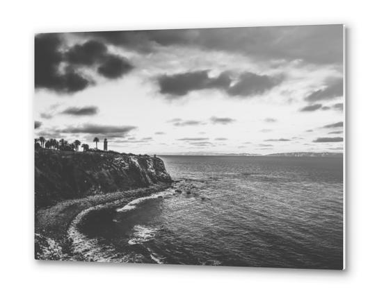 beach sunset with cloudy sky in black and white Metal prints by Timmy333