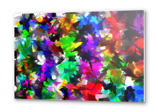 psychedelic splash painting abstract texture in pink blue green yellow red black Metal prints by Timmy333