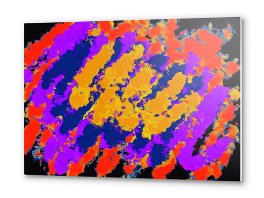 psychedelic splash painting abstract texture in red purple blue yellow Metal prints by Timmy333