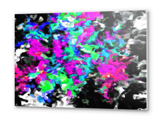 psychedelic splash painting abstract texture in pink purple blue green black Metal prints by Timmy333