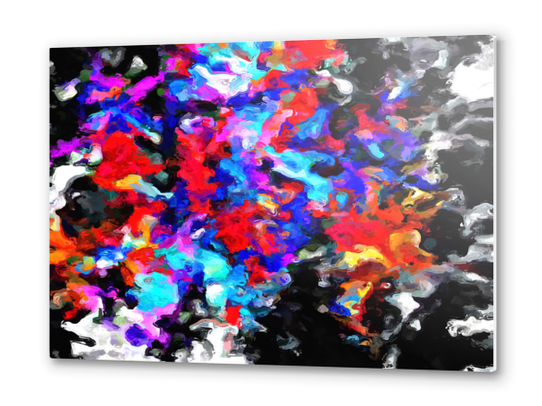 psychedelic splash painting abstract texture blue red pink black Metal prints by Timmy333