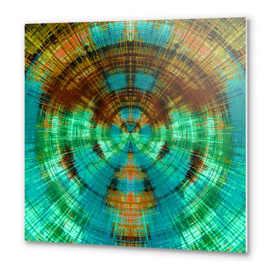 green brown orange and blue circle plaid pattern background Metal prints by Timmy333