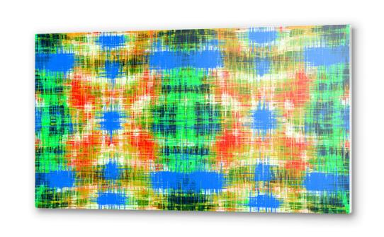 yellow blue green and red plaid pattern texture abstract background Metal prints by Timmy333