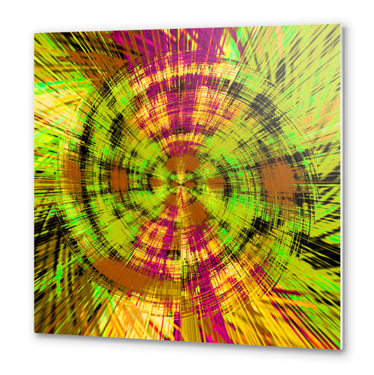 vintage psychedelic geometric abstract pattern in green brown pink Metal prints by Timmy333