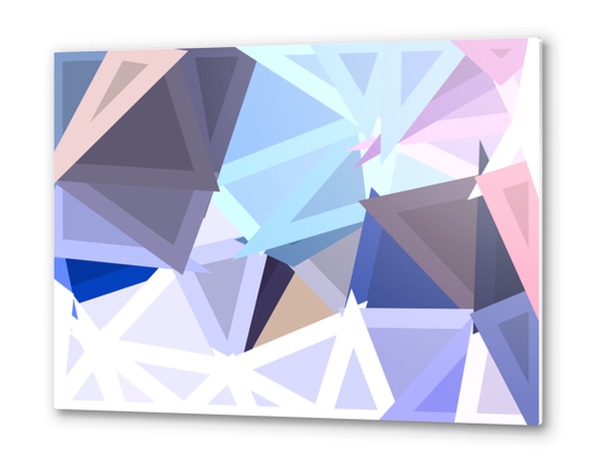 geometric triangle polygon shape abstract background in blue and pink Metal prints by Timmy333