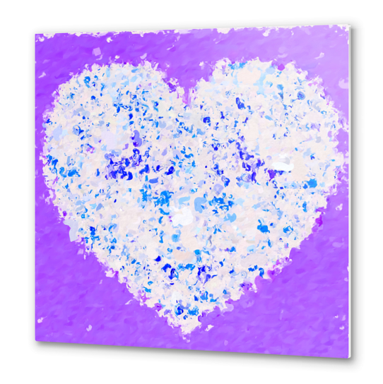 blue and white heart shape with purple background Metal prints by Timmy333