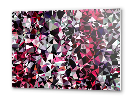 geometric triangle polygon pattern abstract in red pink black Metal prints by Timmy333