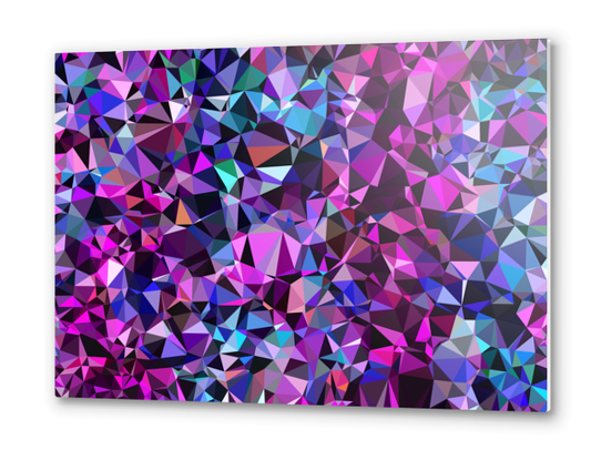 geometric triangle polygon pattern abstract in pink blue black Metal prints by Timmy333