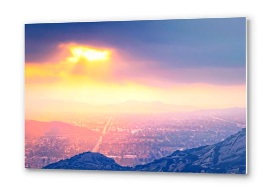 light of the sunset sky over the city in summer Metal prints by Timmy333