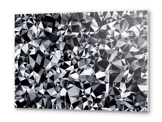 geometric triangle polygon pattern abstract in black and white Metal prints by Timmy333