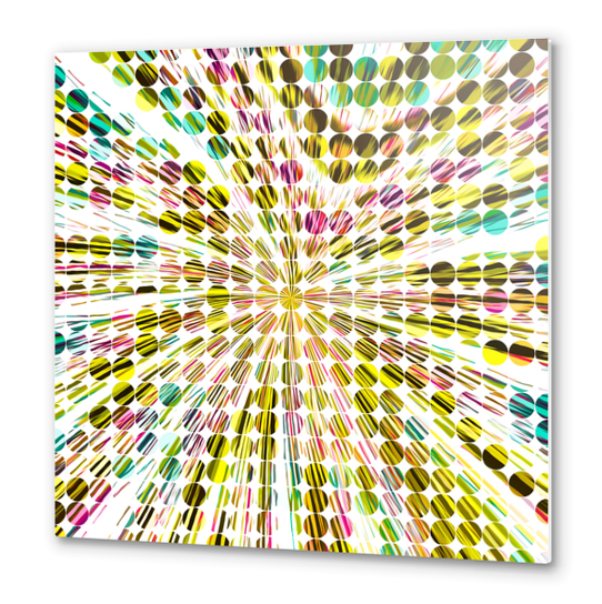 geometric circle abstract pattern in yellow pink blue Metal prints by Timmy333