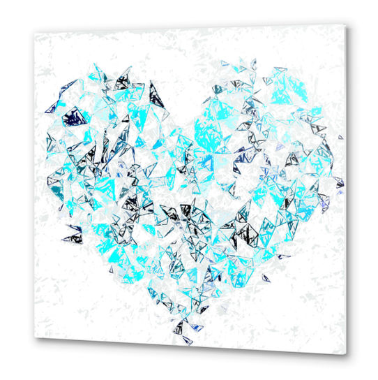 blue heart shape abstract with white abstract background Metal prints by Timmy333