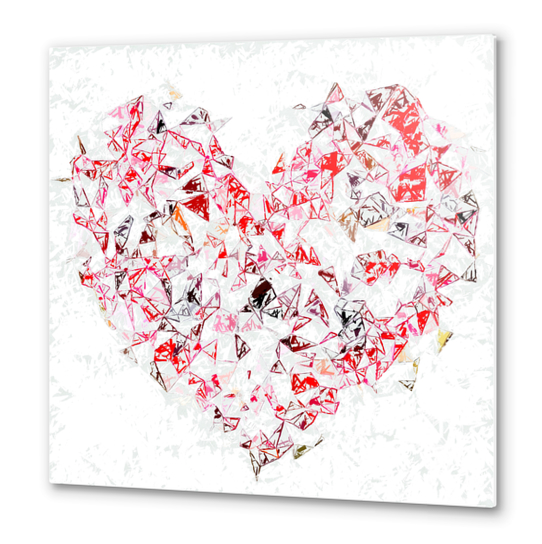 red heart shape abstract with white abstract background Metal prints by Timmy333